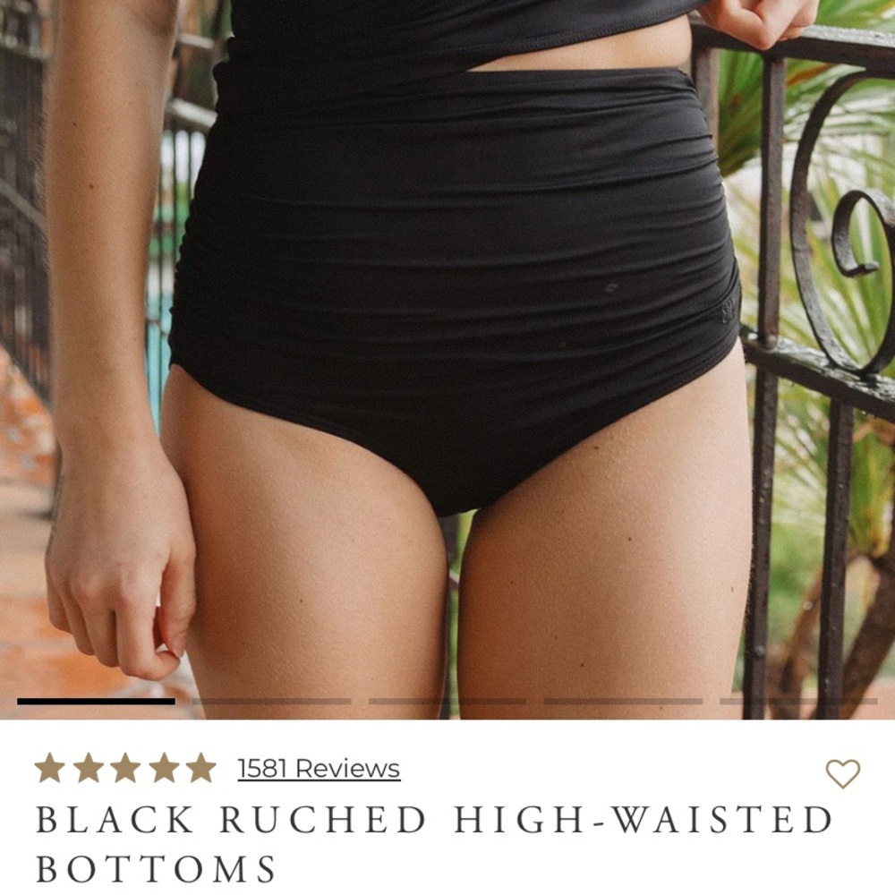 Albion black, high-waisted, ruched swim bottom sz med
